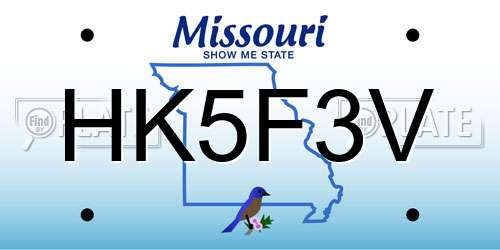 HK5F3V Missouri License Plate