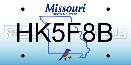 HK5F8B Missouri License Plate
