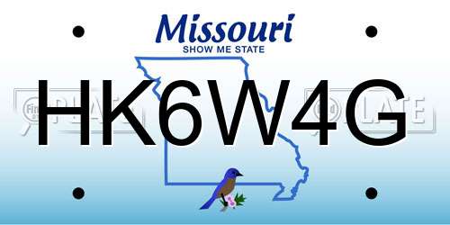 HK6W4G Missouri License Plate