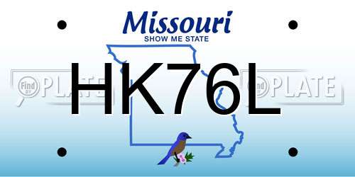HK76L Missouri License Plate