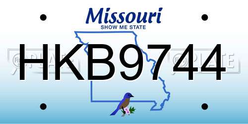 HKB9744 Missouri License Plate