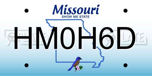 HM0H6D Missouri License Plate