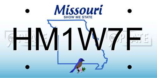 HM1W7F Missouri License Plate