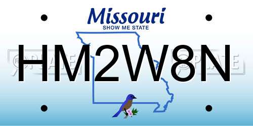 HM2W8N Missouri License Plate