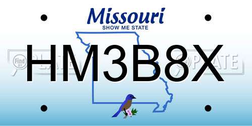 HM3B8X Missouri License Plate