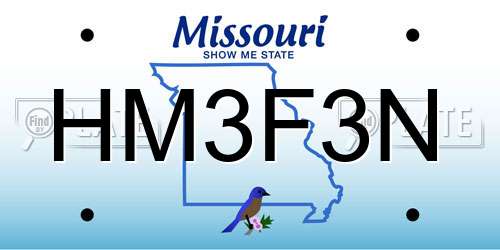 HM3F3N Missouri License Plate