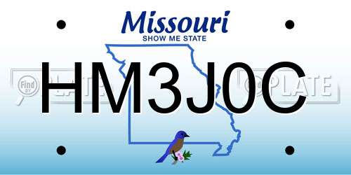 HM3J0C Missouri License Plate