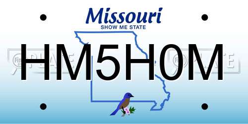 HM5H0M Missouri License Plate