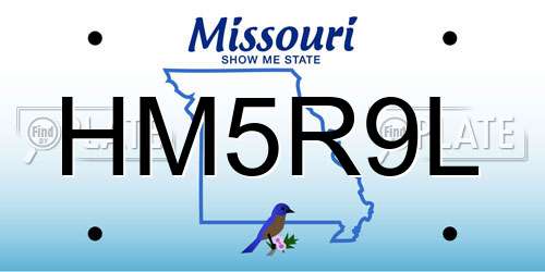 HM5R9L Missouri License Plate