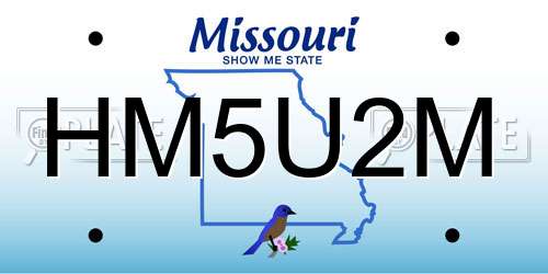 HM5U2M Missouri License Plate