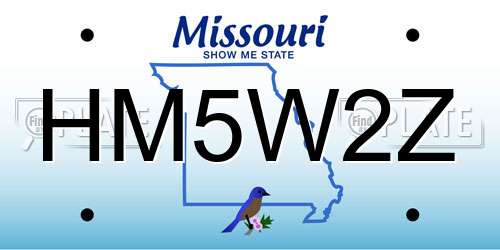 HM5W2Z Missouri License Plate