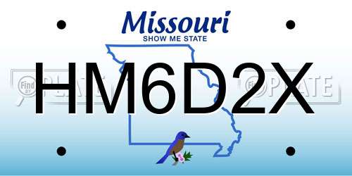 HM6D2X Missouri License Plate