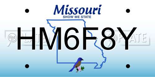 HM6F8Y Missouri License Plate