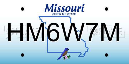 HM6W7M Missouri License Plate