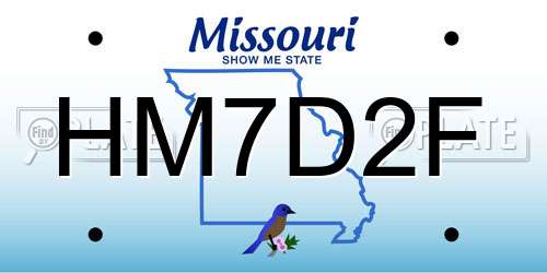 HM7D2F Missouri License Plate