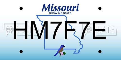 HM7F7E Missouri License Plate