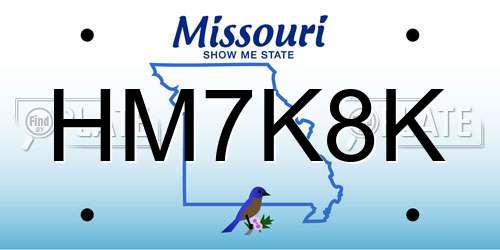 HM7K8K Missouri License Plate