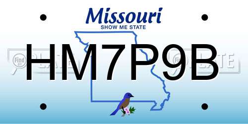 HM7P9B Missouri License Plate