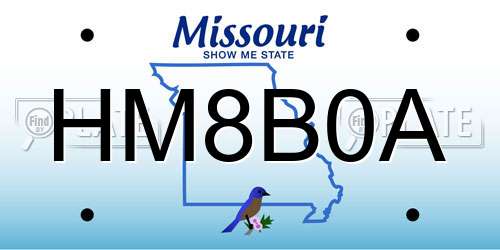 HM8B0A Missouri License Plate
