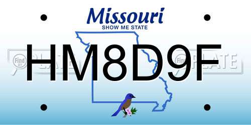 HM8D9F Missouri License Plate