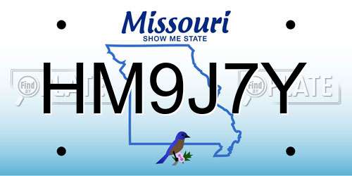 HM9J7Y Missouri License Plate