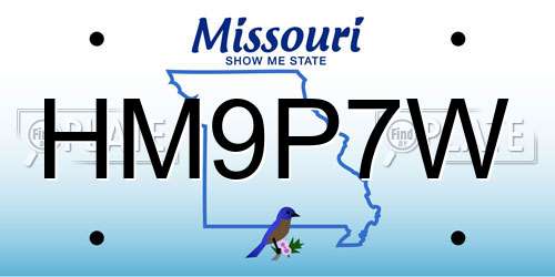 HM9P7W Missouri License Plate