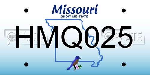 HMQ025 Missouri License Plate