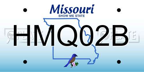 HMQ02B Missouri License Plate
