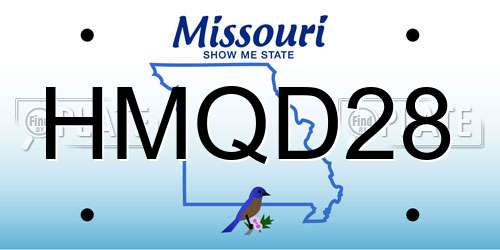 HMQD28 Missouri License Plate