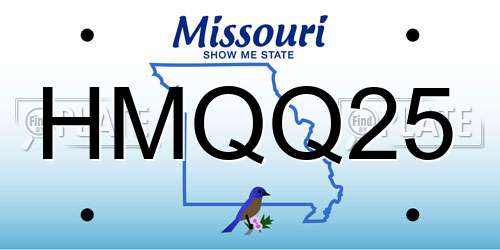 HMQQ25 Missouri License Plate