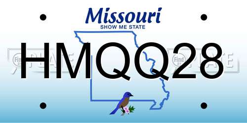 HMQQ28 Missouri License Plate
