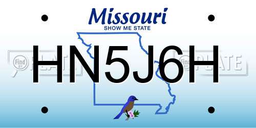 HN5J6H Missouri License Plate