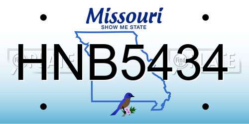 HNB5434 Missouri License Plate