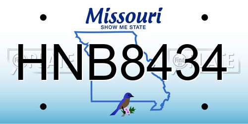 HNB8434 Missouri License Plate