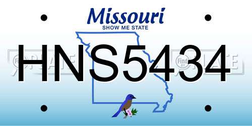 HNS5434 Missouri License Plate
