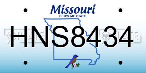 HNS8434 Missouri License Plate