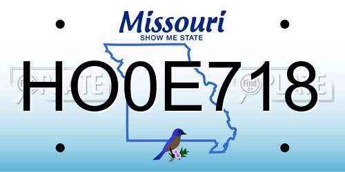 HO0E718 Missouri License Plate