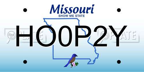 HO0P2Y Missouri License Plate