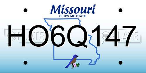 HO6Q147 Missouri License Plate