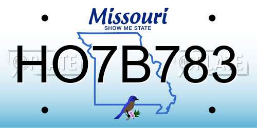 HO7B783 Missouri License Plate