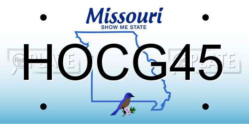 HOCG45 Missouri License Plate