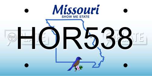 HOR538 Missouri License Plate