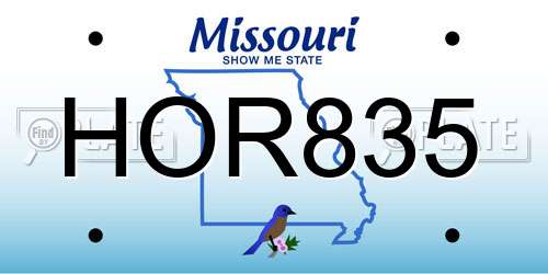 HOR835 Missouri License Plate