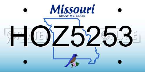HOZ5253 Missouri License Plate
