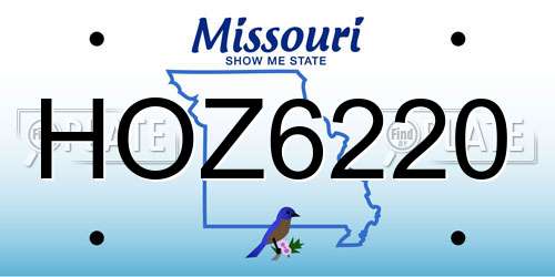 HOZ6220 Missouri License Plate