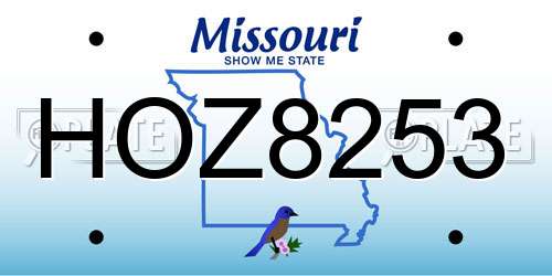 HOZ8253 Missouri License Plate