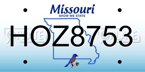 HOZ8753 Missouri License Plate