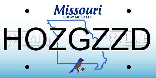 HOZGZZD Missouri License Plate