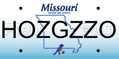 HOZGZZO Missouri License Plate