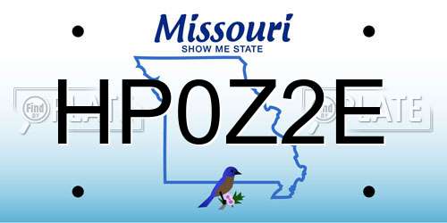 HP0Z2E Missouri License Plate